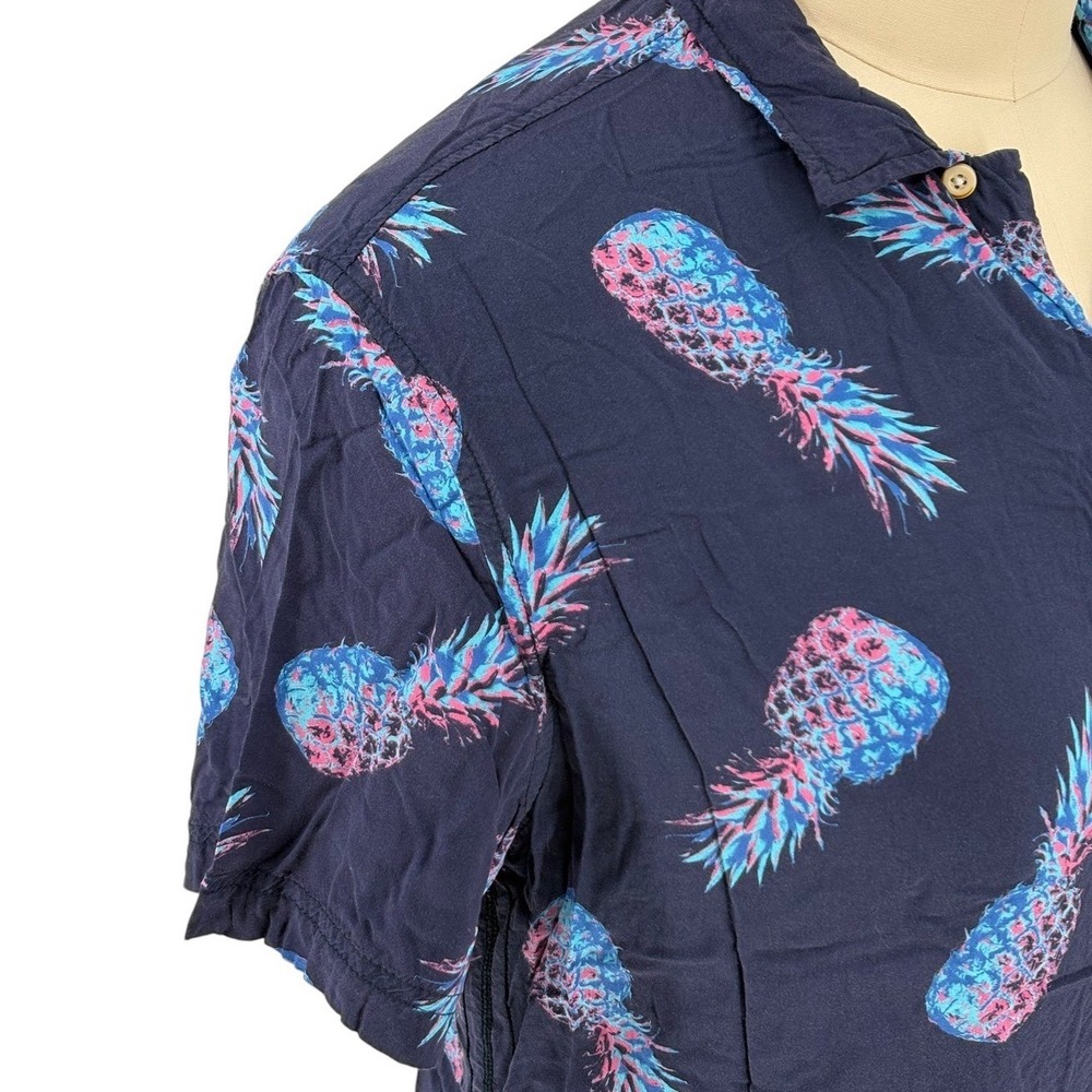 Surfside Supply Button Down Shirt Navy Pineapple 100% Rayon 2XL - Picture 4 of 7